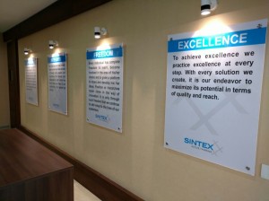 Sintex Values at Training Hall Entrance  